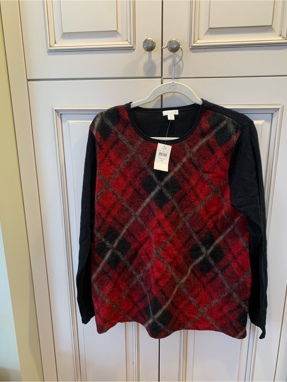 J Jill XL new nwt Red Plaid Wool-Blend Sweater